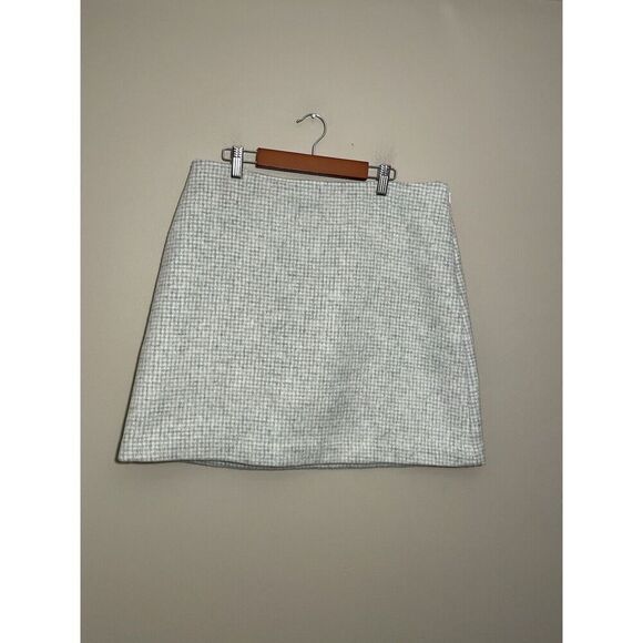 Club Monaco NWT Centie Plaid Mini Skirt Light Heather‎ Grey And White Size 12 - Picture 7 of 7